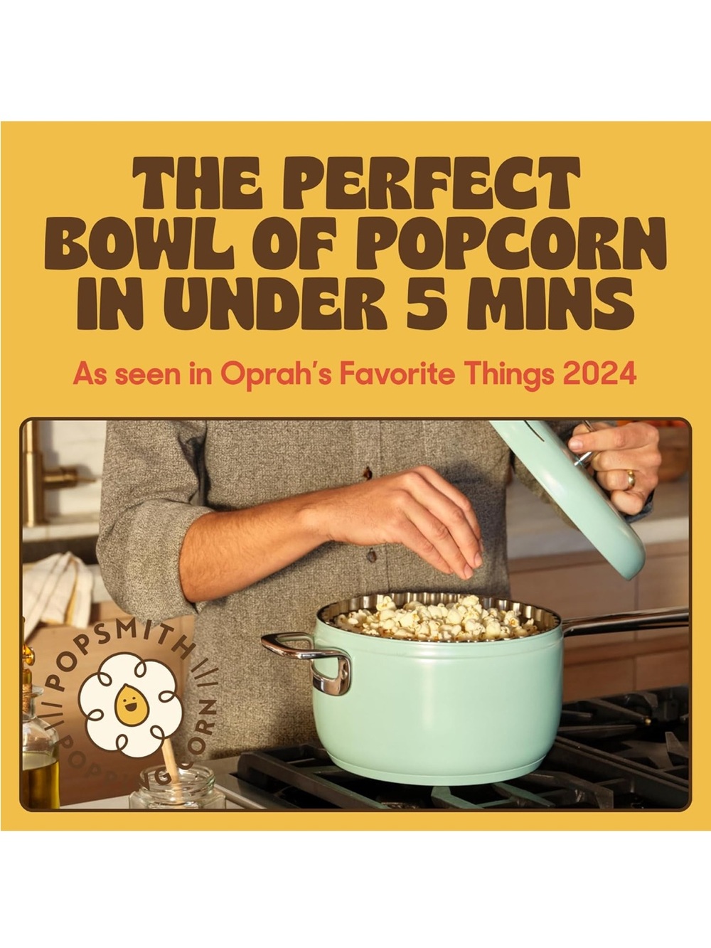 Popsmith Popcorn Popper in Cream - 6 Qt Stovetop Stainless Steel Popcorn Machine - Picture 7 of 8